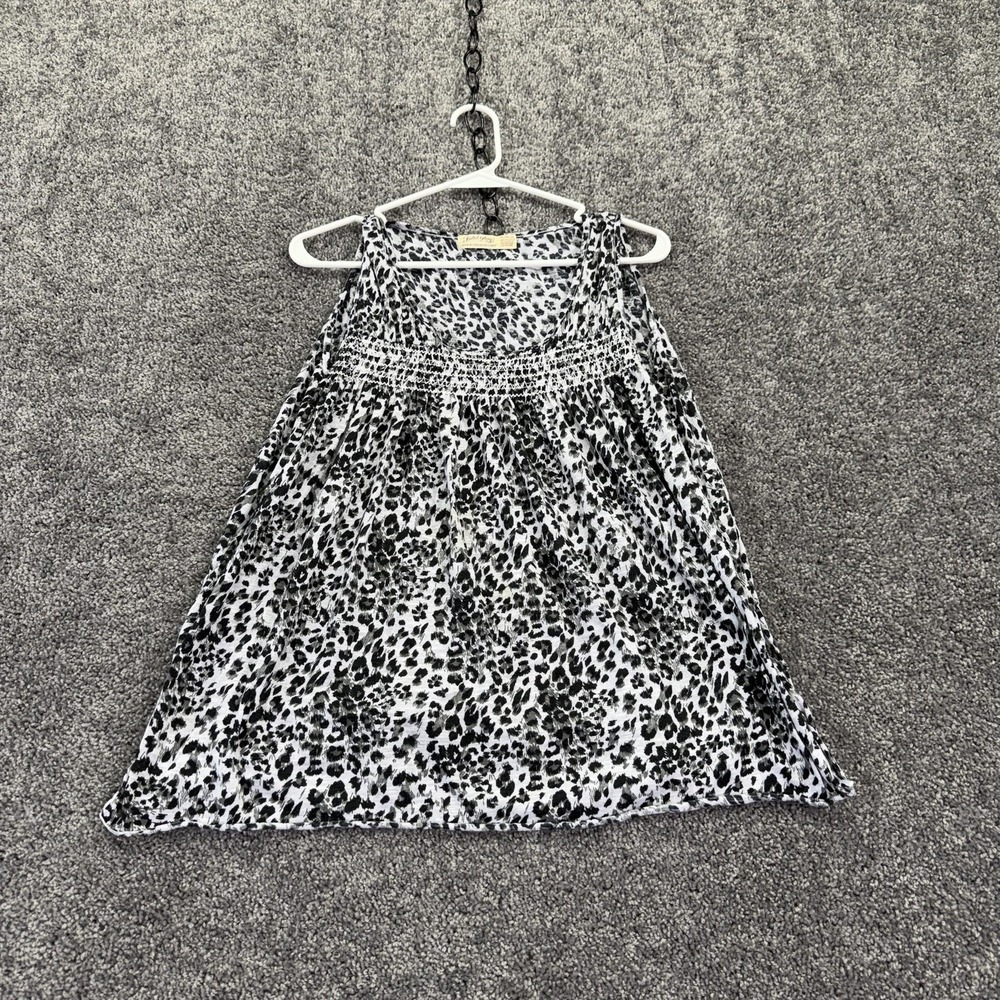 Faded Glory Tank Top Womens XL Black Animal Print Halter Tunic Casual Summer